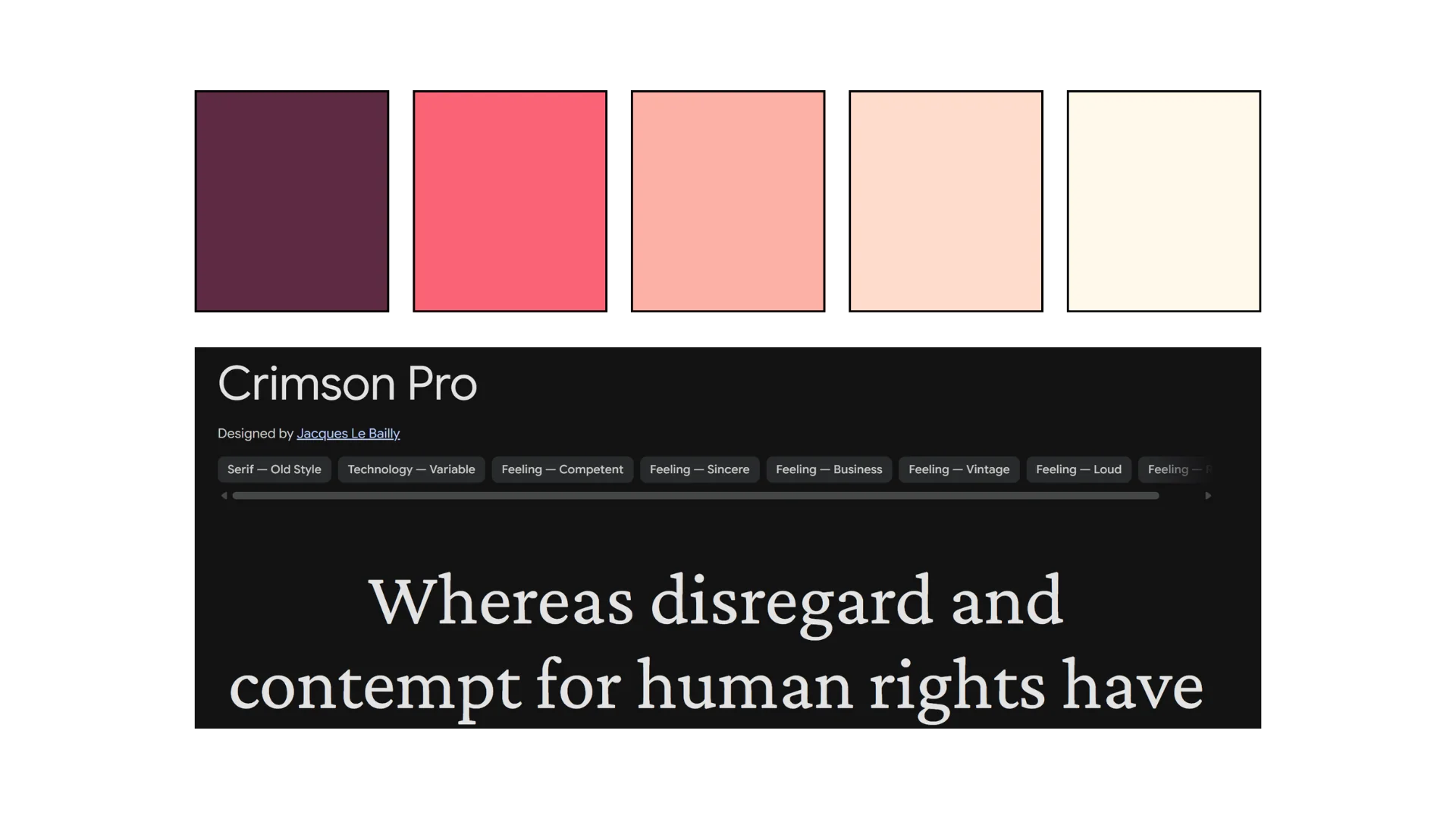 Font and color palette